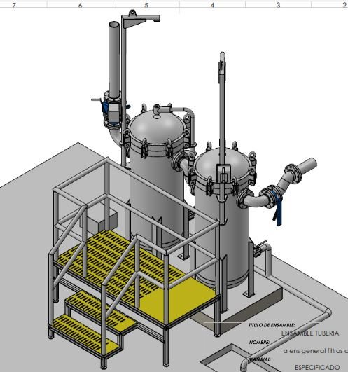 Plano de ingeniería de un sistema de filtración